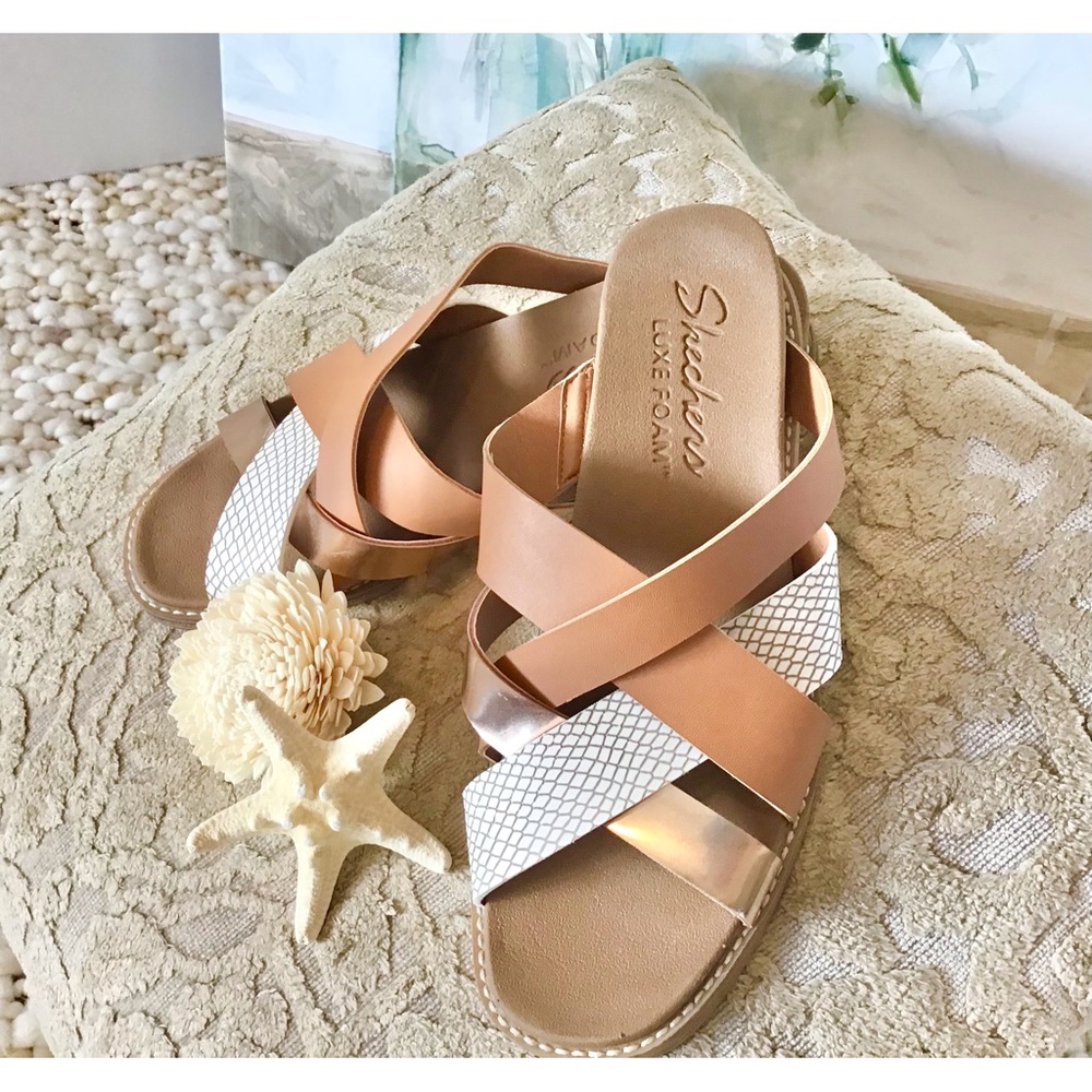 Skechers Sweet Chic Luxe Foam Multi-Strap Sandals Size 9, EUC - Picture 3 of 7